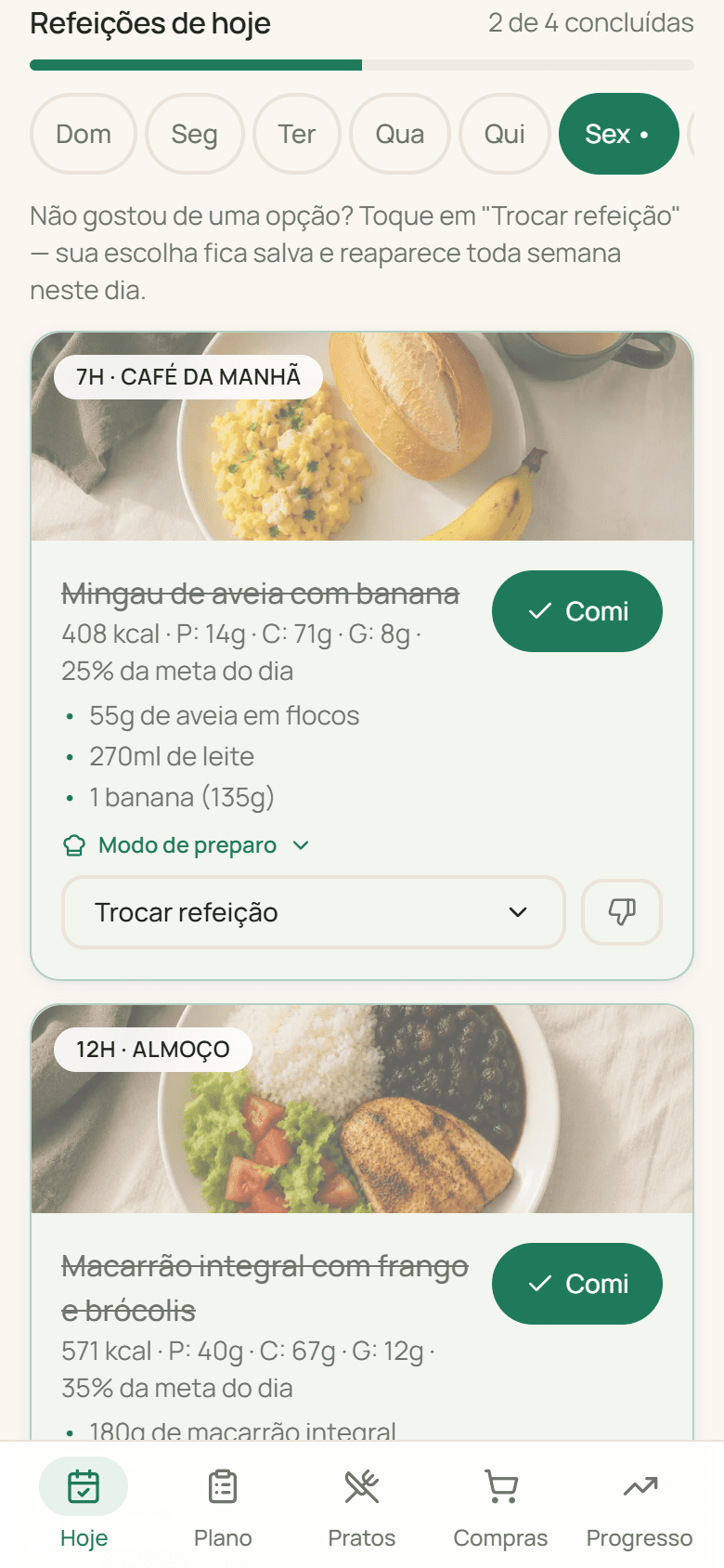 Seu plano do dia